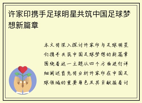 许家印携手足球明星共筑中国足球梦想新篇章